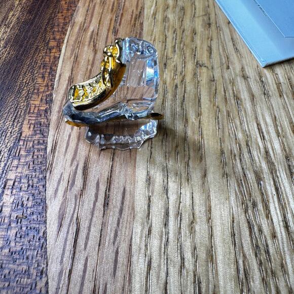 Swarovski Crystal Memories Ice Skate Gold Lace Blade on Ice Block Original Box - Picture 3 of 8